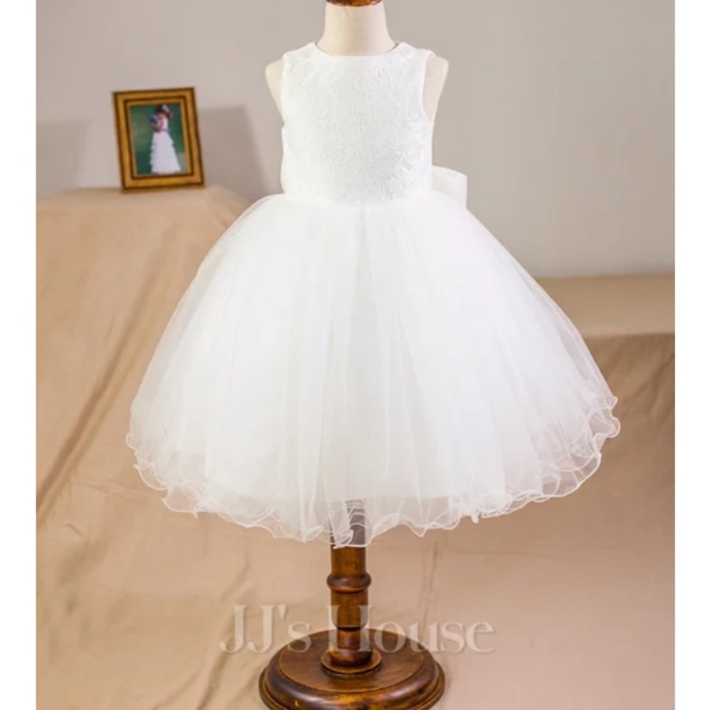 JJs House Ivory Sleeveless A-Line Flower Girl Dress